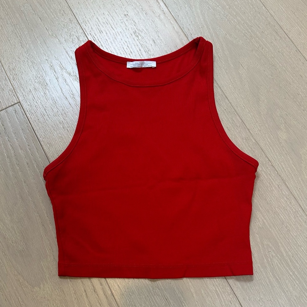 Zara Women’s Bold Red Racerback Crop Tank Top